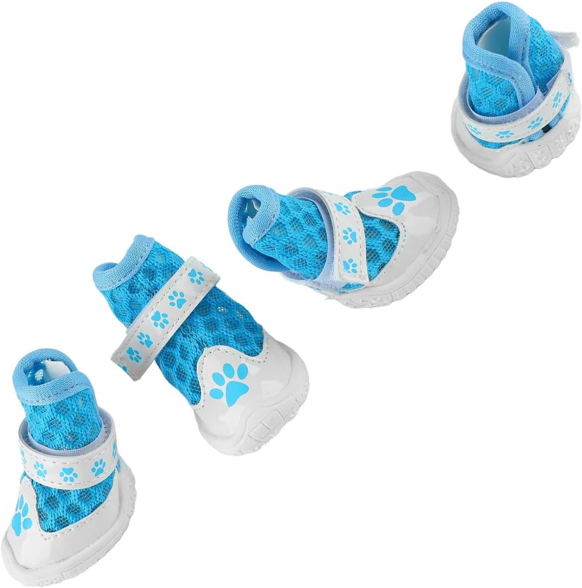 Dioche Fashionable Breathable Dog Booties with Slip Resistance - Mesh Lightweight Dog Shoes for Outdoor Walking - 4pcs Blue Protectors (Blue)