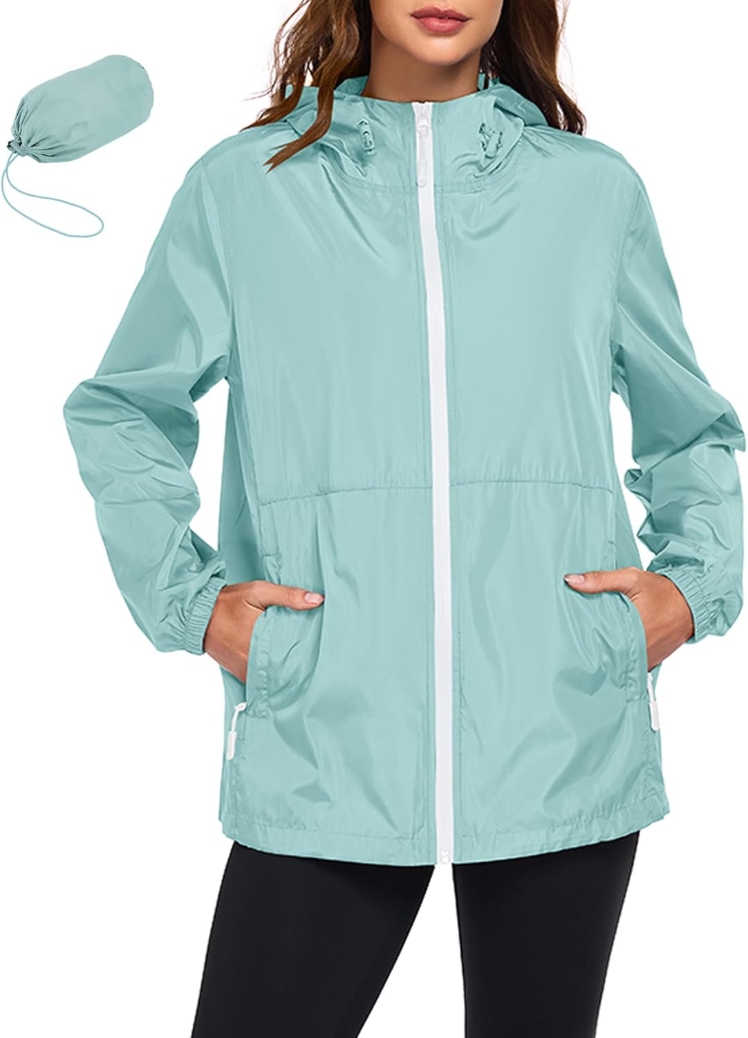 Hount Womens Waterproof Rain Jacket Lightweight Packable Hooded Raincoat Active Outdoor Windbreaker Jacket