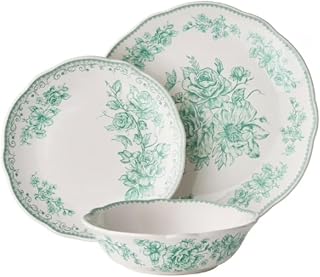 Pioneer Woman Farm House Vintage12-Piece Stoneware Dinnerware Set, Agath...