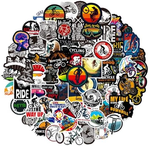 JOFONY 100PCS Mountain Bike Stickers,Cute Mountain Cycling Vinyl Waterproof Decals for Boys Water Bottle Laptop Birthday Party Gift Supplies Favors