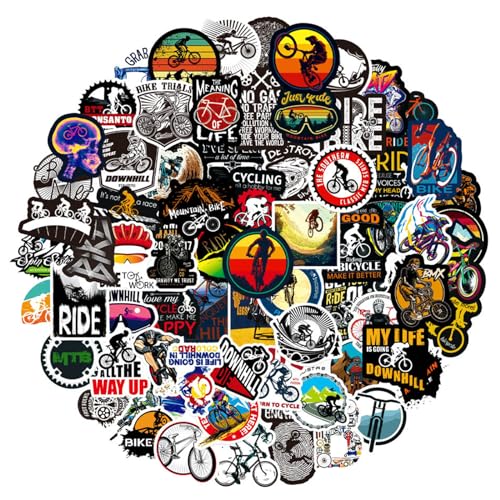 JOFONY 100PCS Mountain Bike Stickers Cute Mountain Cycling Vinyl Waterproof Decals for Adults Water Bottle Laptop Birthday Gift Supplies