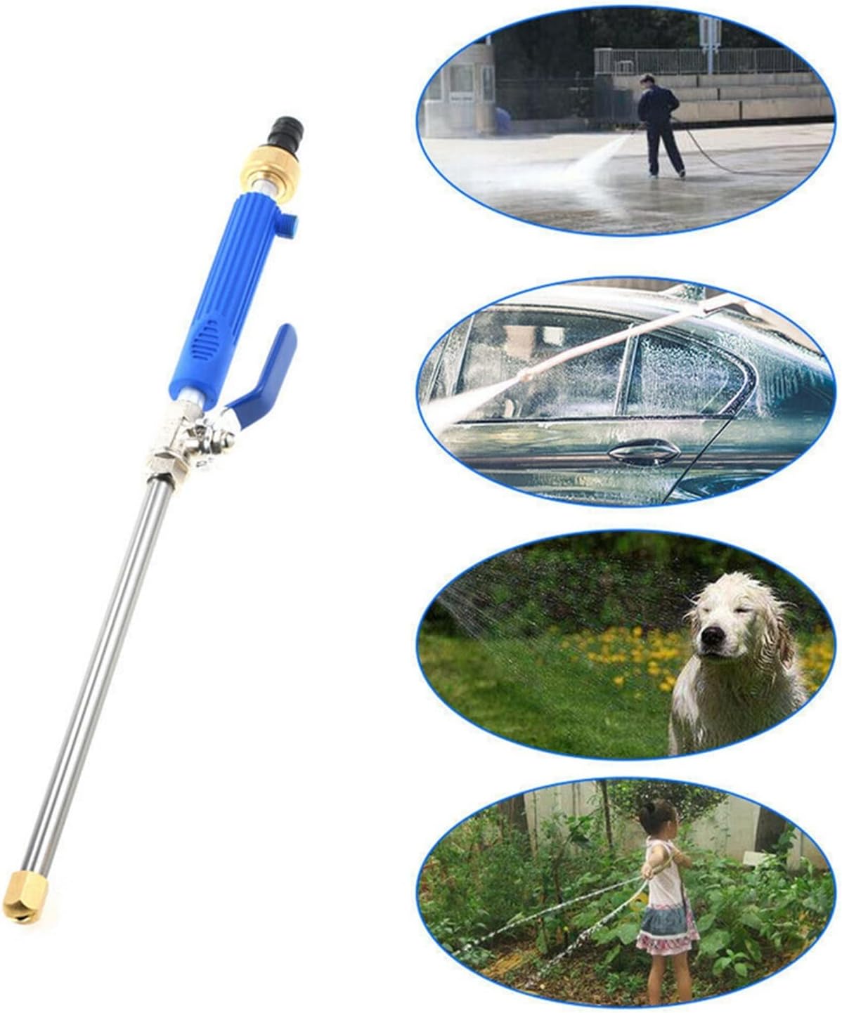 Multifunctional Adjustable Nozzle Sprayer - 46cm Jet Garden Washer Hose Wand Nozzle Sprayer Watering Spray Sprinkler Cleaning Tool (Color : Black)