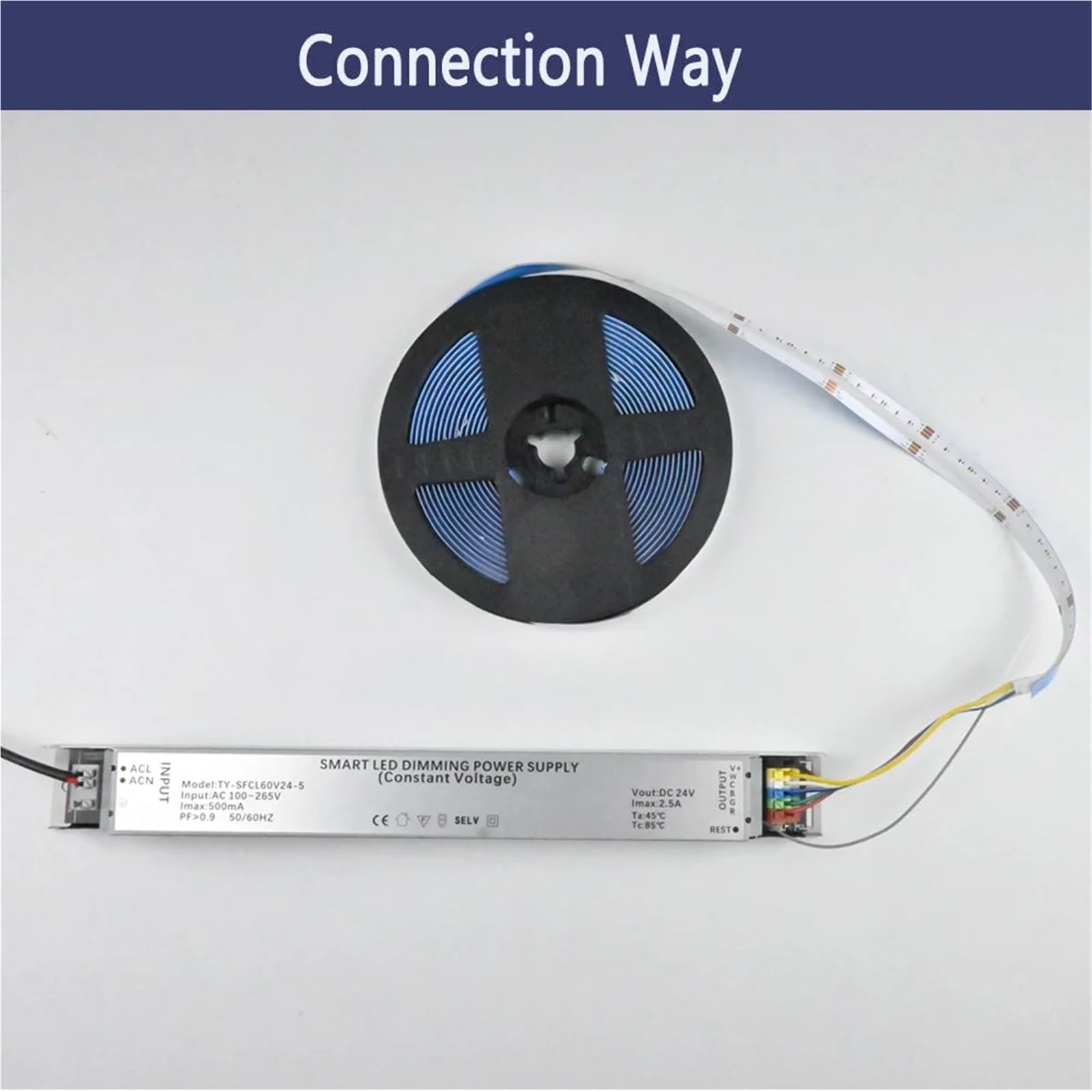 Sterownik LED RGBCCT z funkcją ściemniania 60 W, zasilacz DC 24 V, współpracuje z aplikacją Tuya Life Wi-Fi do taśm LED RGBCCT COB.(ZIGBEE LED DRIVER)