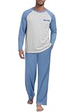 Mens Pajama Set Pjs Sleepwear Lightweight Long Sleeve Pjs Soft Comfy Sleep Set With Pocket
