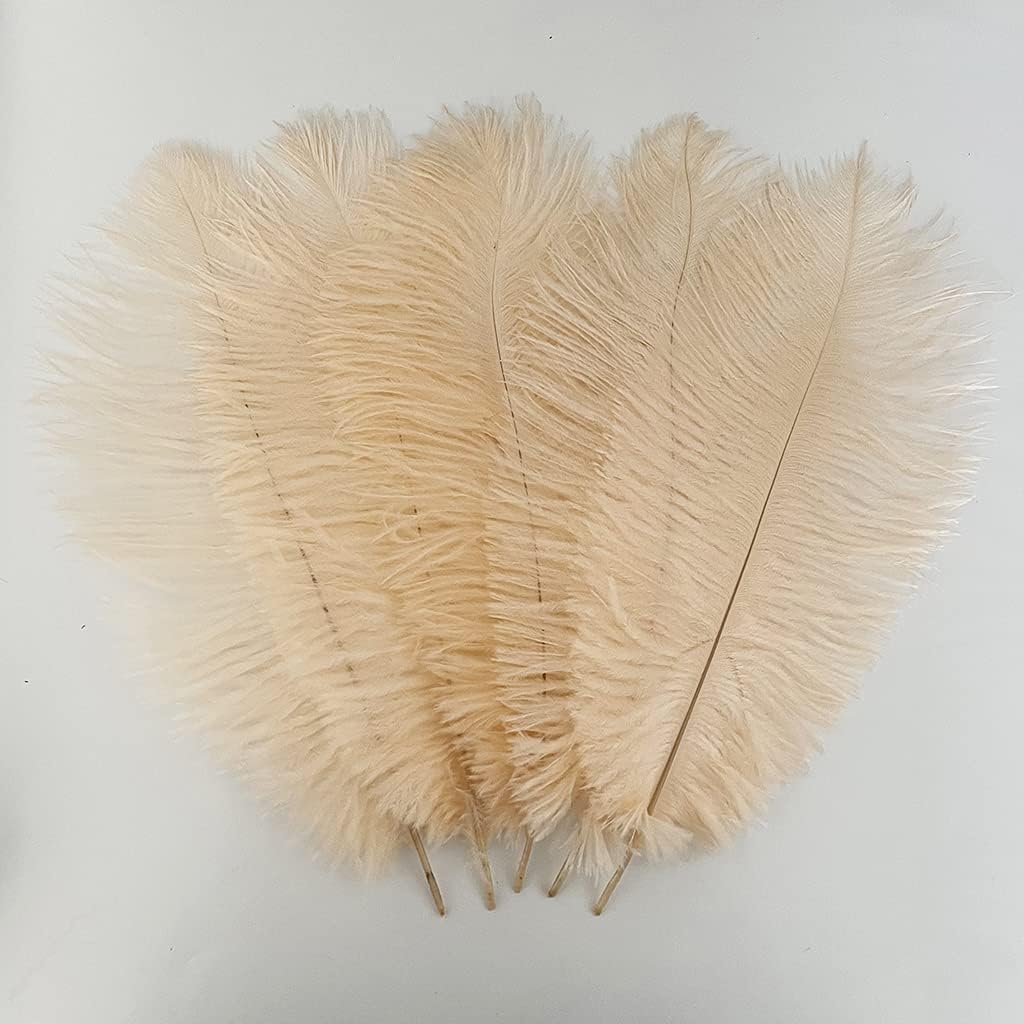 LONDGEN 10PCS Ostrich Feather 12-14 inch(30-35cm) Plumes for Party Wedding Centerpiece Festival Vases Decoration(Champagne)