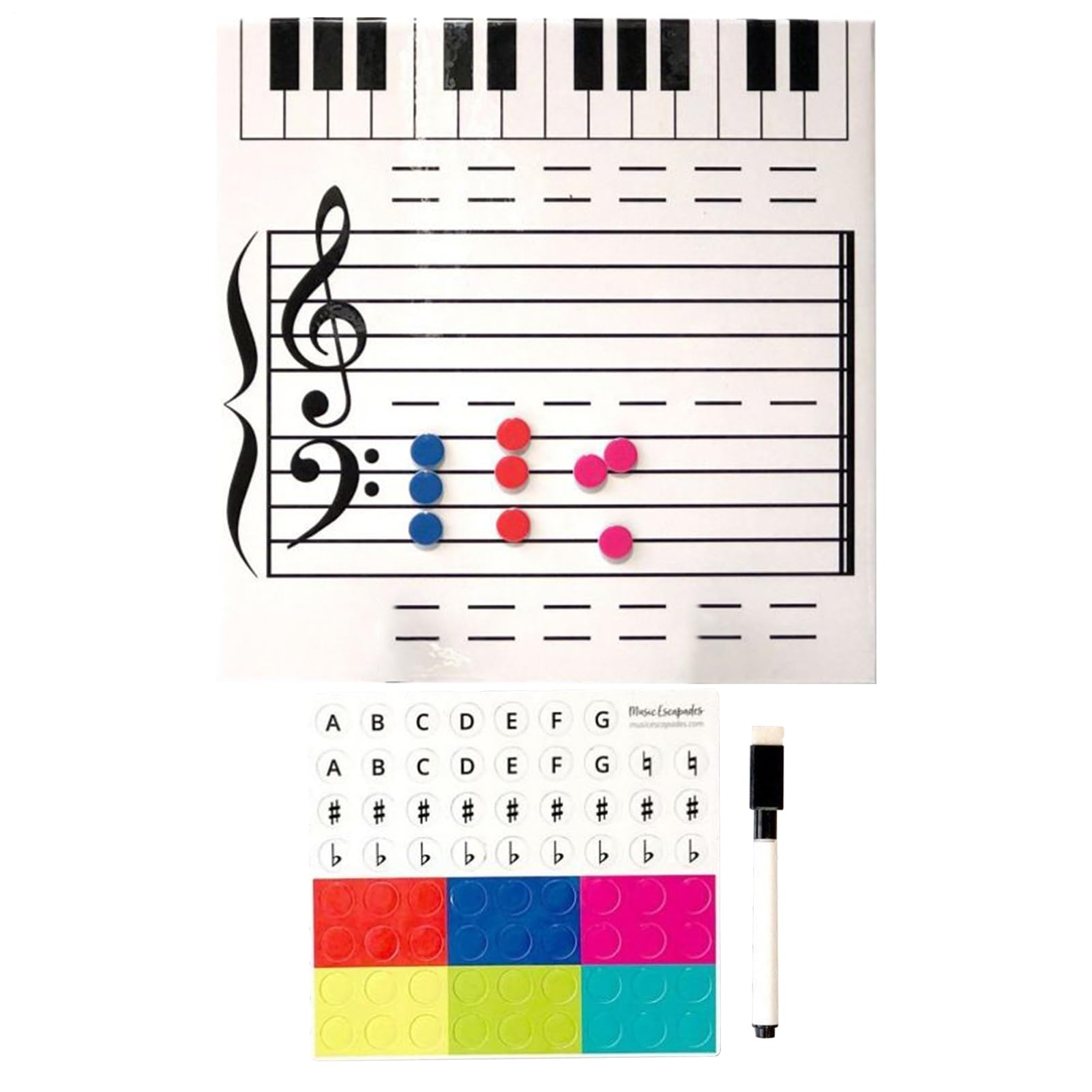 Trocken abwischbare Tafel für Musiknoten – doppelseitig, magnetisch, mit Marker, für Klassenzimmer und Lehrer, tragbares Whiteboard für Musiker und Chora