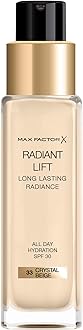 Max FactorRadiant Lift Liquid Pump Medium to Full Coverage Radiant Finish Foundation with SPF30 and Hyaluronic Acid, 033 Crystal Beige, Light Skin Tone, 30ml