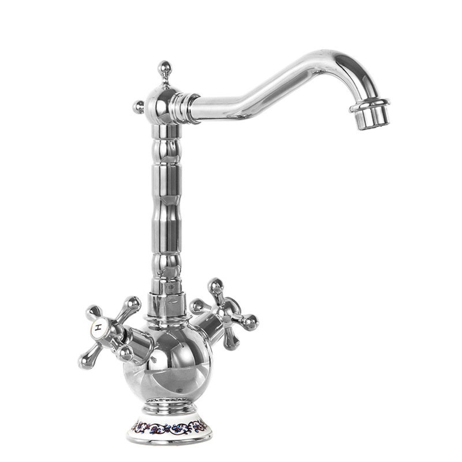 Fanjubei Electroplated S-Bend Antique-Style Double-Handle Vegetable Washing Basin Hot And Cold Water Faucet