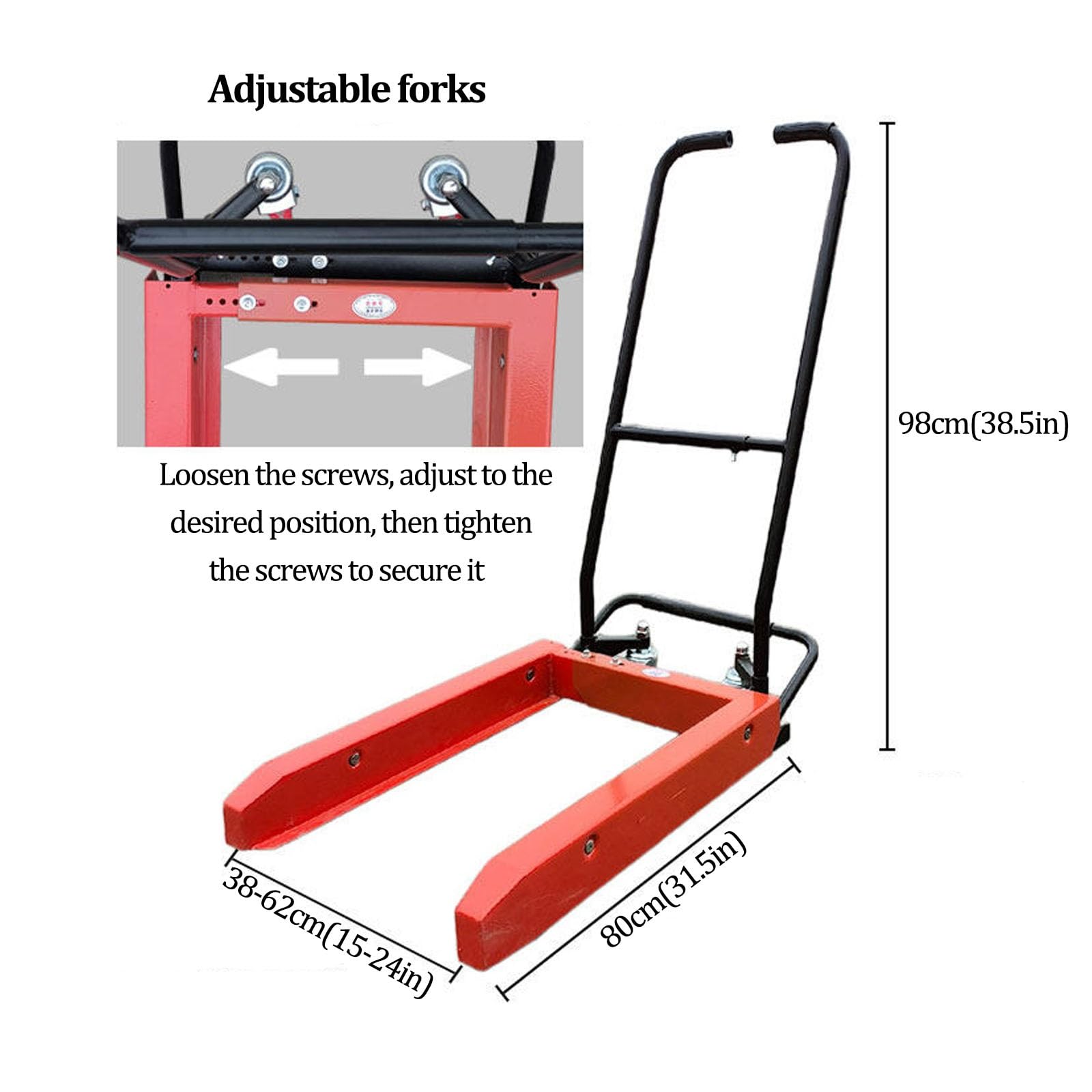 Pallet Jack per impieghi industriali, capacità 200-550 libbre, larghezza regolabile, transpallet manuale per la movimentazione dei materiali del magazzino e del supermercato