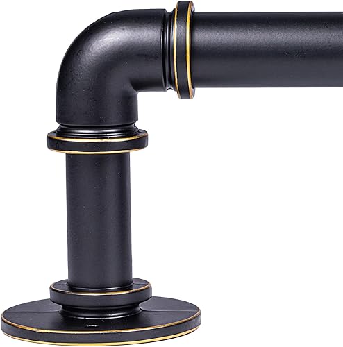 Miniatura 13 de Barras de cortina negras de 18 a 88 pulgadas, barras de cortina industriales, longitud ajustable, tubo de 1 pulgada de diámetro, montaje en pared o