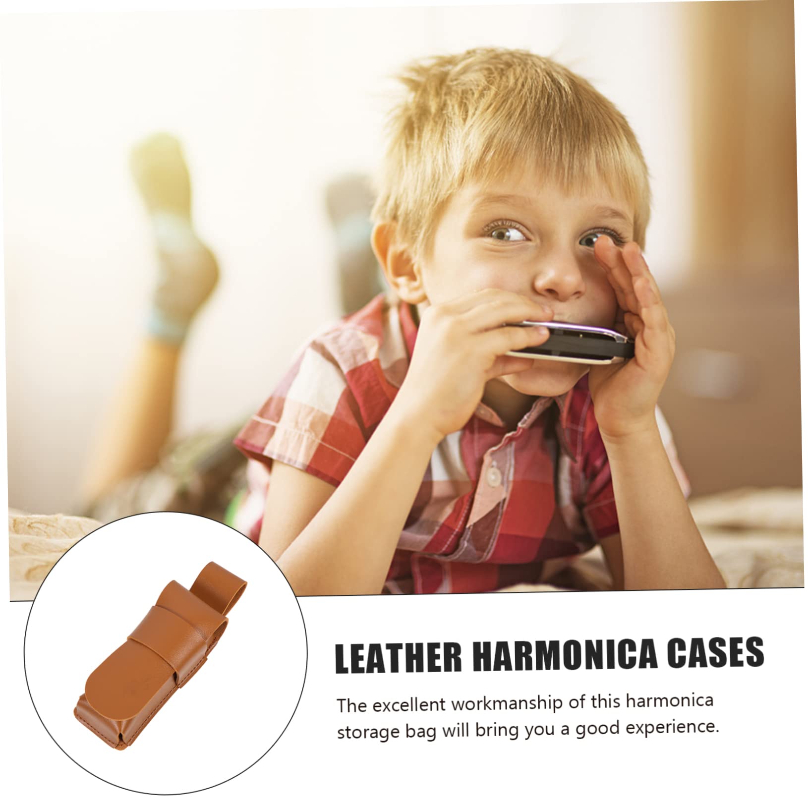 Estuche De Cuero Para Armónica De Funda Protectora Para Armónica Para Viajar y Almacenamiento