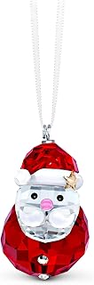 SWAROVSKI Rocking Santa Claus Ornament, for Hanging on a Tree or for Display, Clear Crystal with Red Accent and Gold Stars, Part of The Swarovski Joyful Ornaments Collection