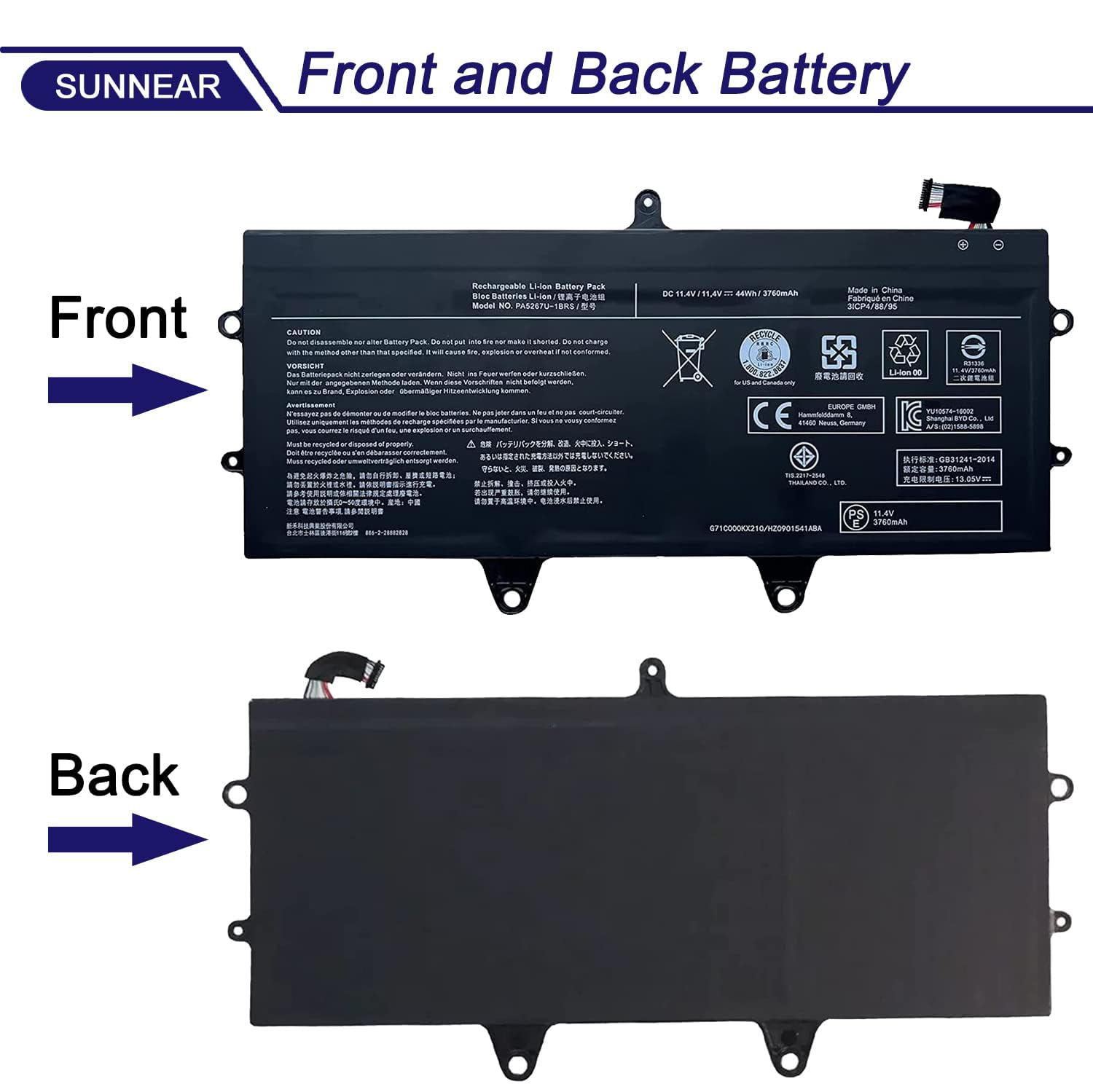 Amazon.com: SUNNEAR PA5267U-1BRS 44Wh Laptop Battery Compatible