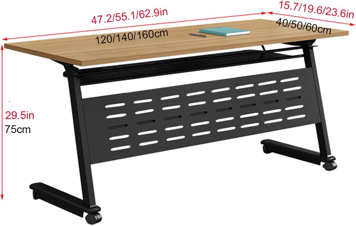 Folding Conference Room Tables , Foldable Rolling Meeting Tables , Flip Top Training Seminar Table with Caster Wheels , Suitable for Office/Meeting Room/Classroom ( Size : 120x40x75cm/47.2x15.7x29.5in