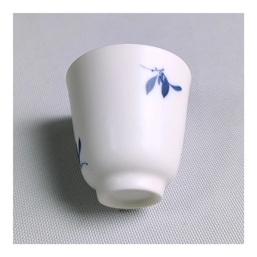 Juego de 2 tazas de té de cerámica china, hechas a mano, juego de té Kungfu simple para el hogar, juego de tazas de té Pu'er de porcelana blanca (6 piezas)