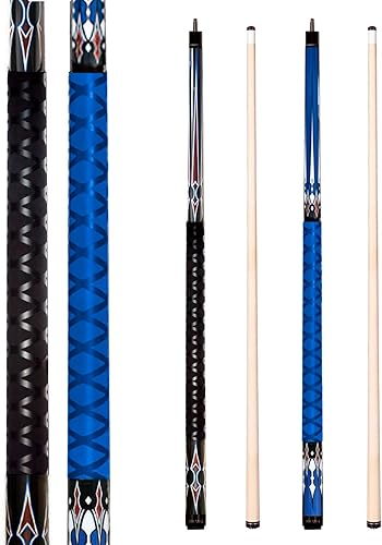 Juego de 4 palos de piscina y palos de billar con punta de taco de 0.512 in, taco de piscina de 58 pulgadas con funda antideslizante de goma