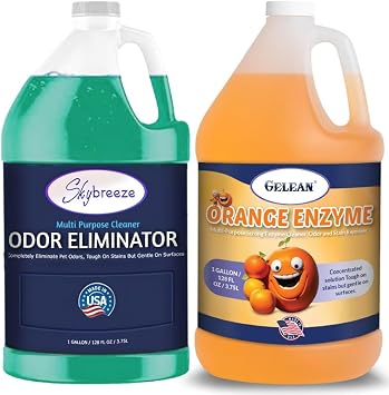 Pet Stain Odor eliminator - Super-concentrated Enzyme cleaner - Sky breeze - Extra Strong Odor and stain remover - Best Remover for Cat and Dog Pee All Purpose Cleaner and Deodorizer 2 gallon