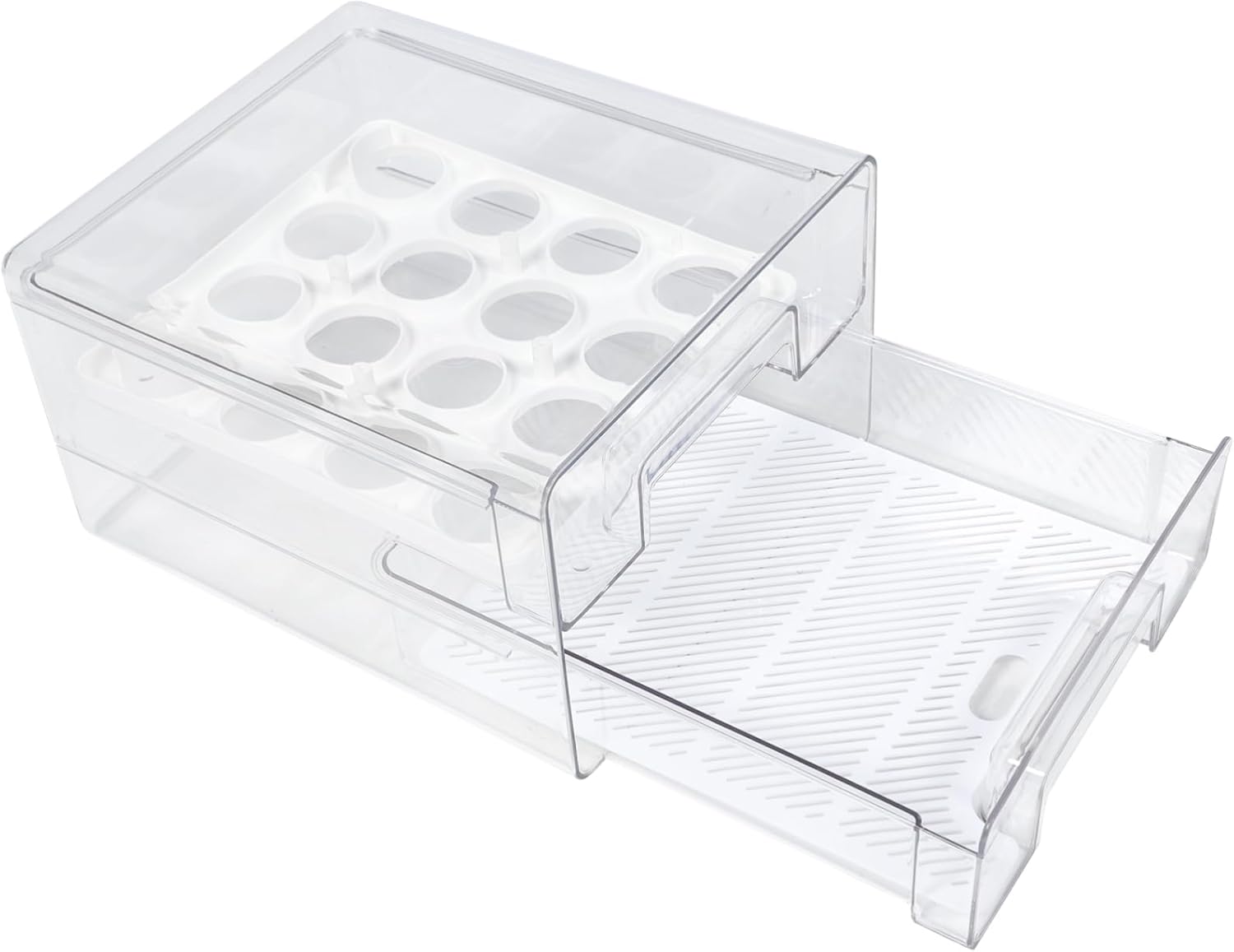 Storage Container for Refrigerator Double Holder Removable Tray Stackable Organizer for Kitchen and Pantry Transparent Design for Easy Access Holds