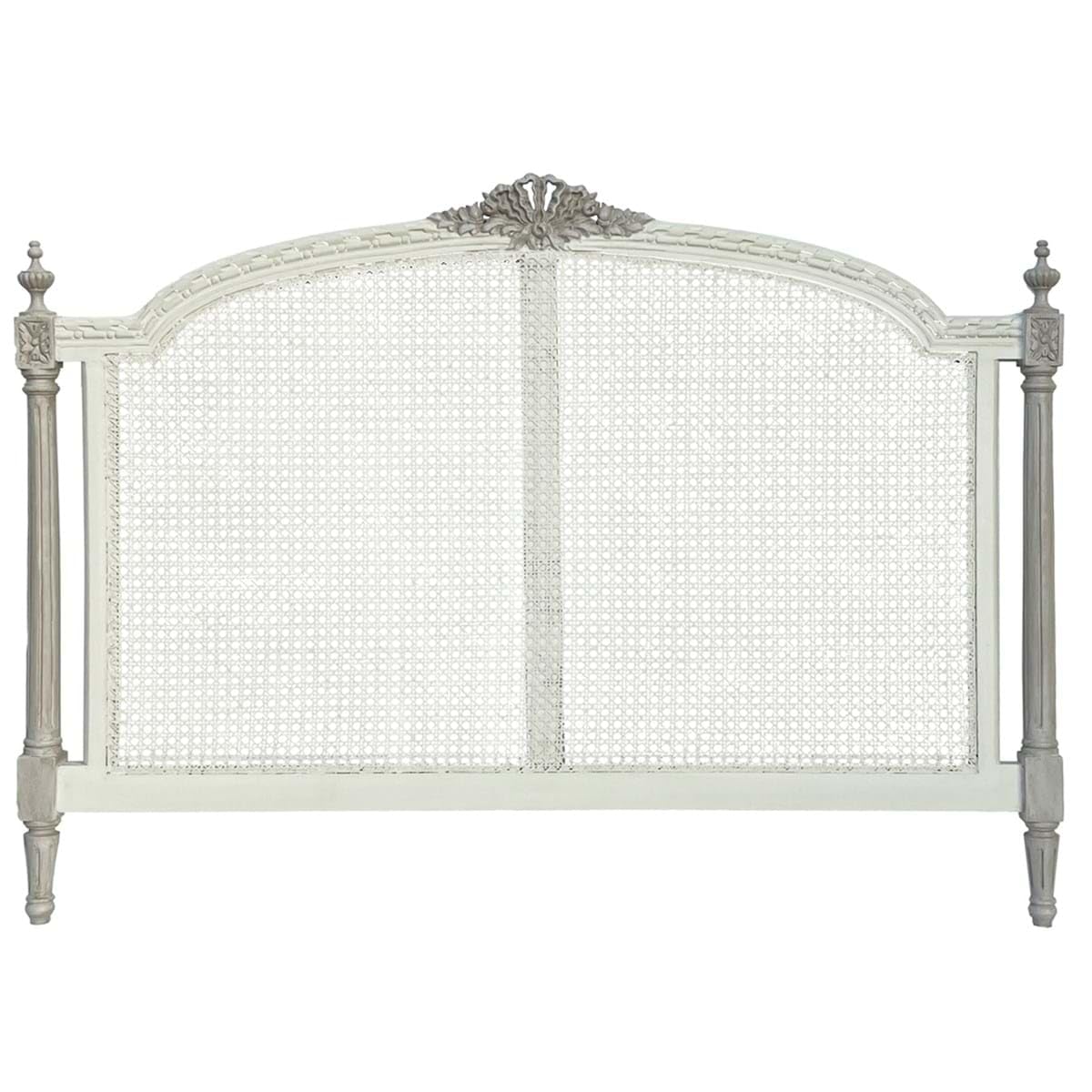 Blanc Mariclò Cabecero de cama doble de madera de roble marfil/beige "Proserpina" Shabby Chic, vintage 180x6xH124 cm