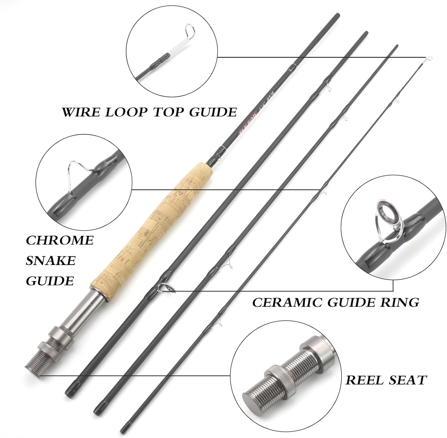 1.98M 2.1M 2.4M 2.7M Telescopic Carbon 4 Sections Fly Fishing Rod Fast Action Freshwater Fly Rods for Trout Salmon Fishing Portable Sea Pole