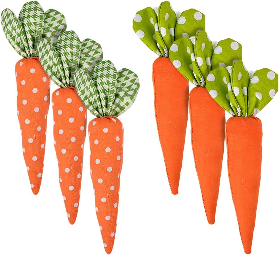 GSHLLO 6 Pcs Easter Fabric Carrots Artificial Craft Carrots Hanging Ornaments Holiday Decorative Carrots Fake Easter Vegetables Cute Fake Vegetables Photography Props for Bunny