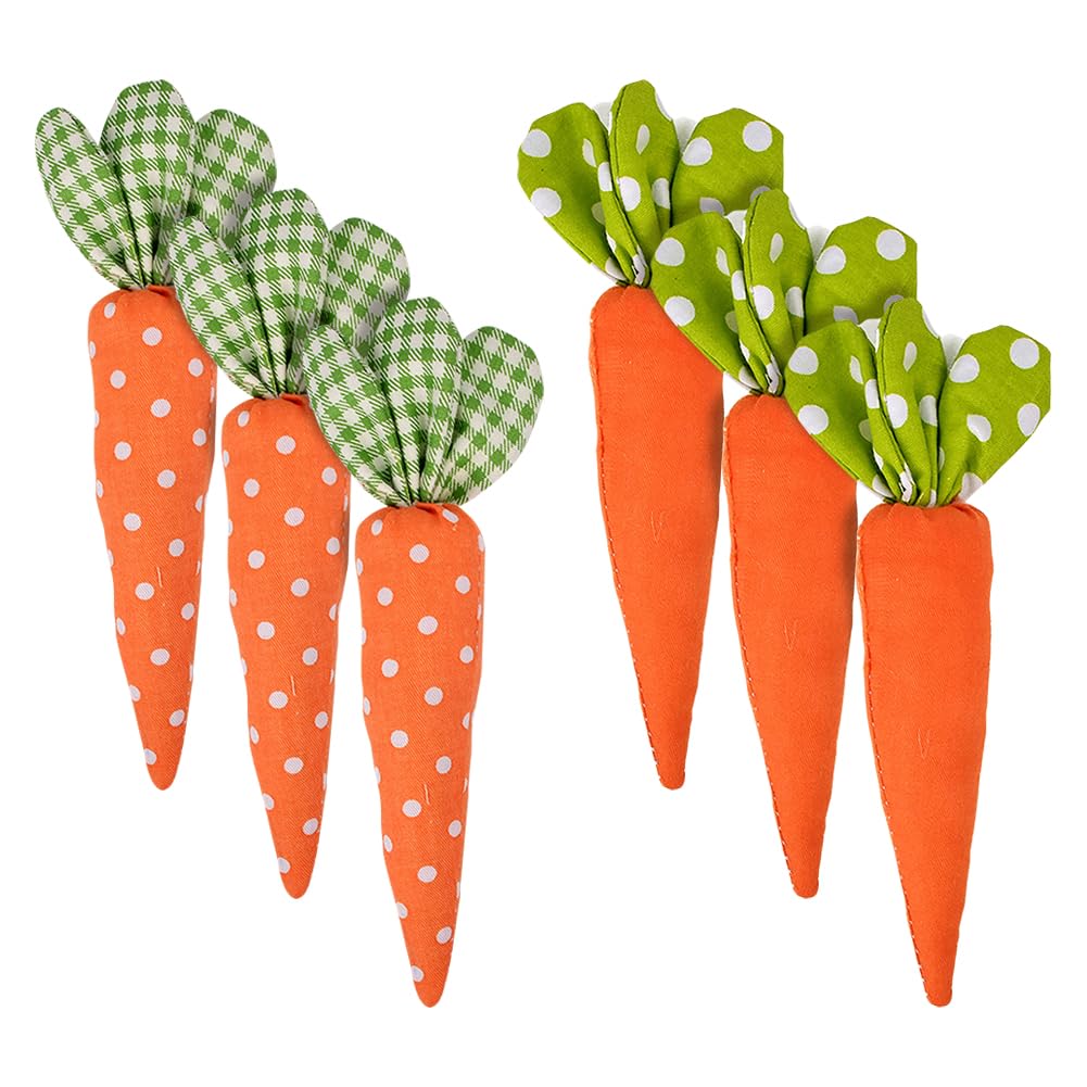 GSHLLO 6 Pcs Easter Fabric Carrots Artificial Craft Carrots Hanging Ornaments Holiday Decorative Carrots Fake Easter Vegetables Cute Fake Vegetables Photography Props for Bunny