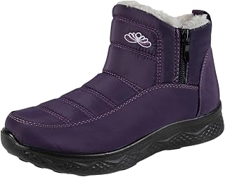 Botas de tobillo de invierno para mujer, elegantes, de color sólido, forradas, cálidas, cómodas, informales, zapatos de deslizamiento, botas para la estación fría