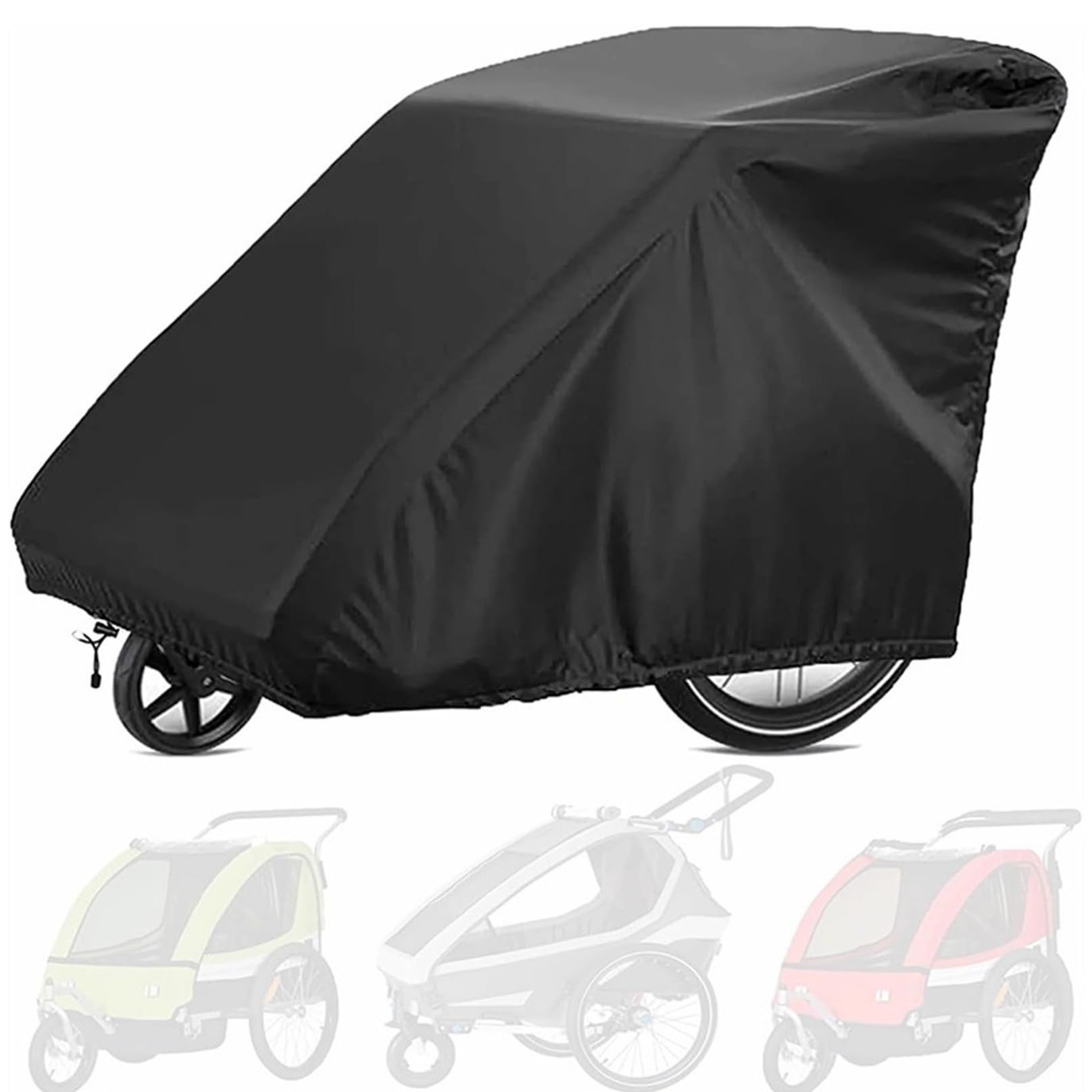 Bike Cover 55x33x39" 210D Oxford Waterproof Bicycle Trailer Cover with PU Coating Anti-UV/Windproof/Dustproof Kids Bike Cover with Drawstring Bike Covers for Outside Storage Bicycle Cover Bike