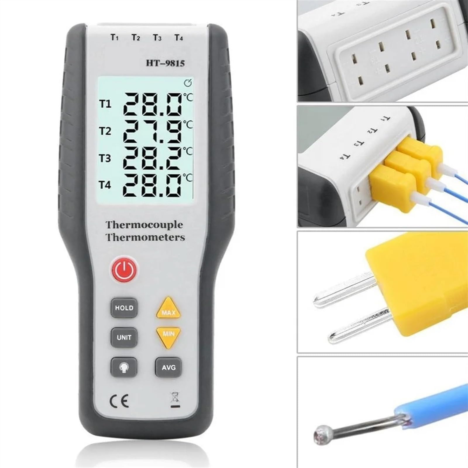 HT-9815 Termometro a contatto con termocoppia digitale, misuratore di temperatura, termometro con display LCD, strumento di misurazione C/F