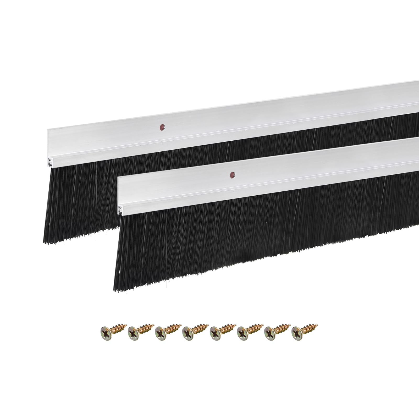 sourcing map 2Pcs Brosse de Bas de Porte en Forme de H 1200mm L Argent