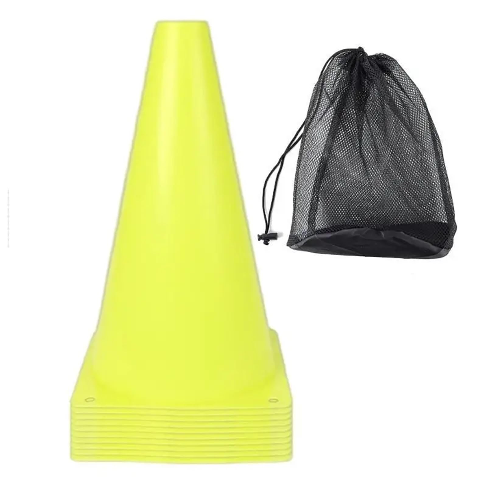 Plastikowe stożki 10 szt. Markery do treningu piłki nożnej Przeszkody piłkarskich gier sportowych na świeżym powietrzu(Fluorescent green)