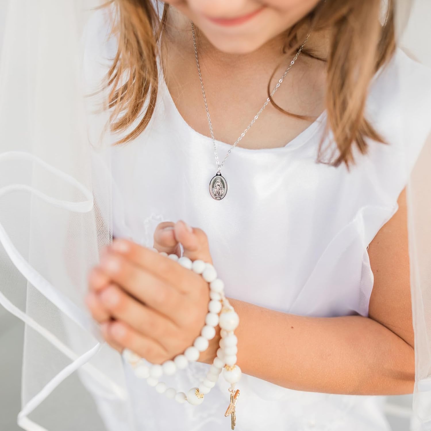 Miraculous Medal - Virgin Mary Necklace - Catholic Family Owned Brand - Made in USA - 16 Inch Stainless Steel Chain - Tarnish Free Gold Jewelry - Necklaces for Women - Image 9