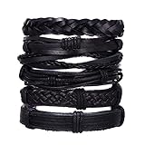 Generic Retro 6pcs/set Bracelets & Bangles Mens Leather Bracelets Multilayer Black Brown Leather Jewelry Charm Pulseiras Male Wristband Clever fashion