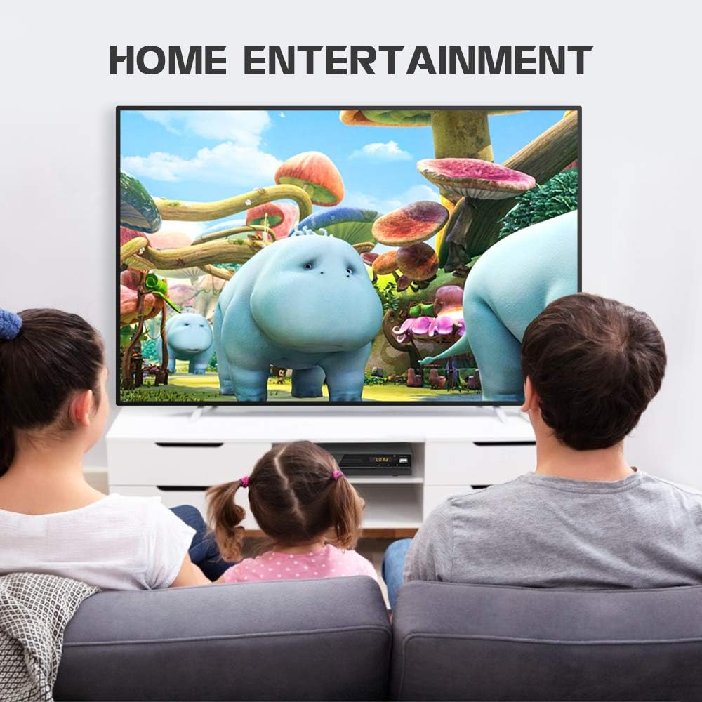 DVD Player for TV with HDMI/ AV Output, USB Input, Remote Control, All Region Free DVD CD Disc Player, HD 1080P Supported Built-in PAL/NTSC System