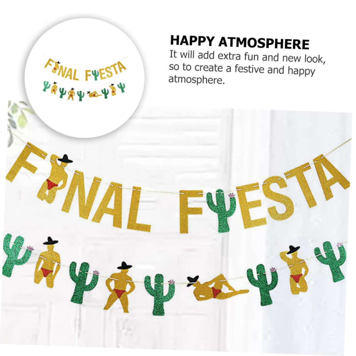 Abaodam 6 Piezas Decorativas Colgantes para Fiesta Mixta Banderines Mexicanos para Suministros Temáticos Cinco Mayo Cumpleaños Taco Cactus Guirnalda Decoración Decoración Feliz Fiesta