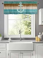 Vista 46 de Cenefas botánicas de acuarela para ventanas de cocina, cenefa de cortina de hojas verdes, cortinas cortas de rama de plantas con bolsillo