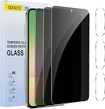 3 Pack Privacy Screen Protector for Samsung Galaxy A56 with 3 Pack Camera Lens Protector, HD Clear Tempered Glass Film, Anti Spy, Anti Scratch, 9H Hardness, Touch Sensitive, Bubble Free