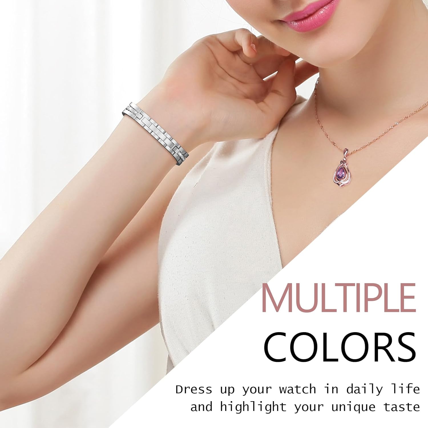 KOREDA Slim Gold Band Compatible for Apple Watch Band 38mm 40mm 41mm 42mm 44mm 45mm 46mm 49mm Series 11 10 9 8 7 SE Ultra Women, Thin Metal Dressy Jewelry Bracelet with Bling Diamond for iWatch Series 6/5/4/3/2/1 - Image 8