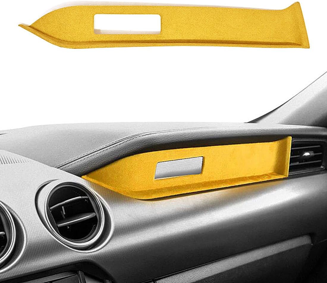 Yellow Suede Passenger Center Console Panel Cover Trim Instrument Sticker for Mustang 2015 2016 2017 2018 2019 2020 2021