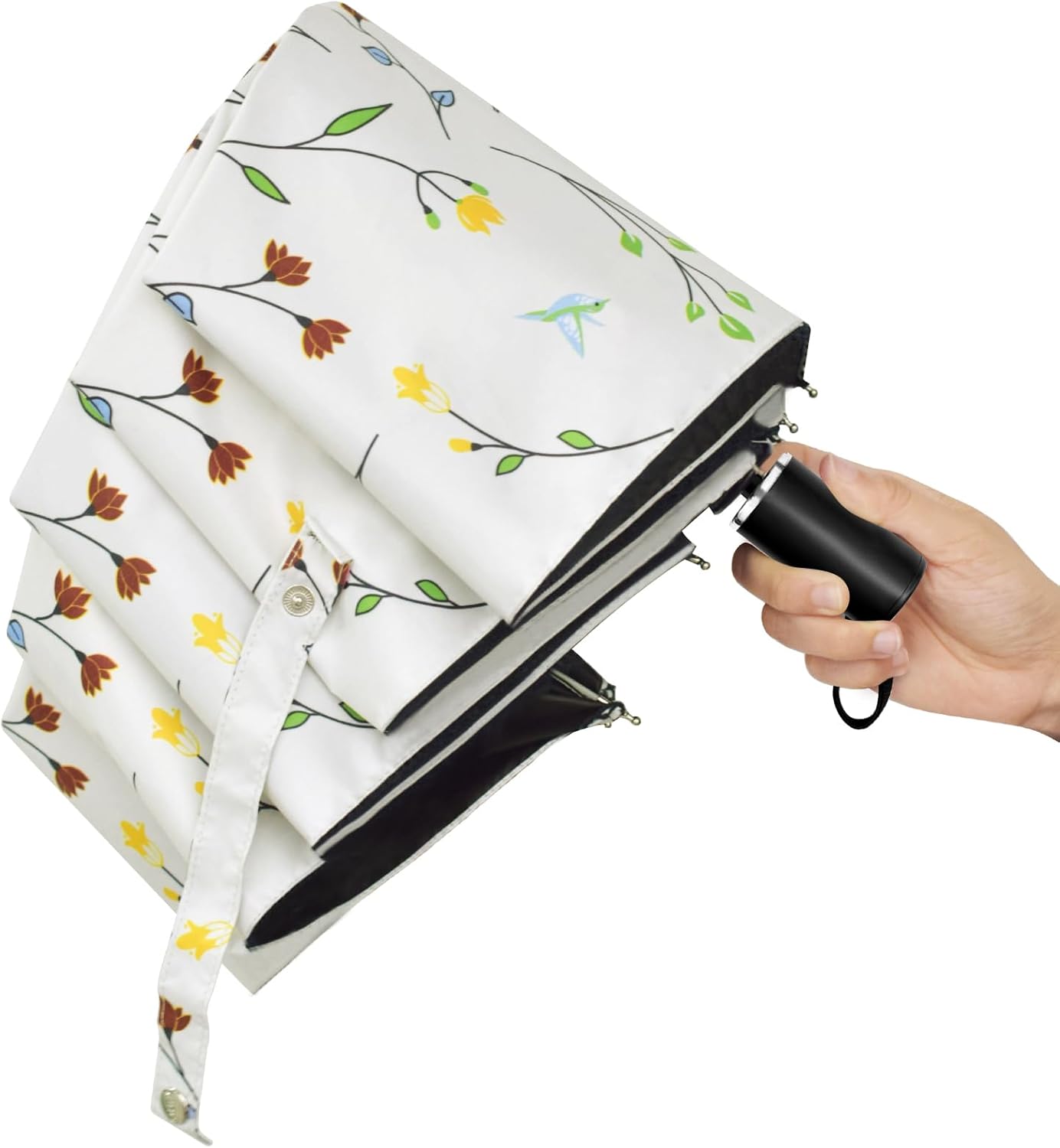 Cuby UV Sun Umbrella Compact Folding Umbrella lightweight Portable Manual Travel Umbrella for Rainproof & 99% UV Protection with Black Anti-UV Coating - Image 7