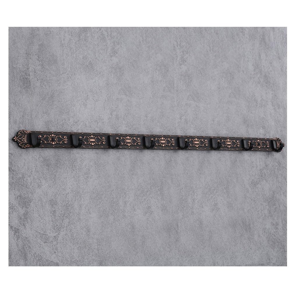LMYSXAOZ Vintage Metal Coat Rack Wall Mount, Black Aluminum Thickened Hooks Hanging Rail Clothes Towel Racks for Bathroom Entryway Bedroom Behind The Door 8Hook