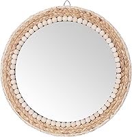 SWTHONY 15 Inch Boho Rattan Round Hanging Wall Mirror - Decorative Wicker Circle Mirror for Farmhouse, Bedroom, Living Room