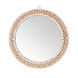 SWTHONY 15 Inch Boho Round Hanging Wall Mirror Decorative Rattan Circle Mirrors for Farmhouse, Living Room, Bedroom