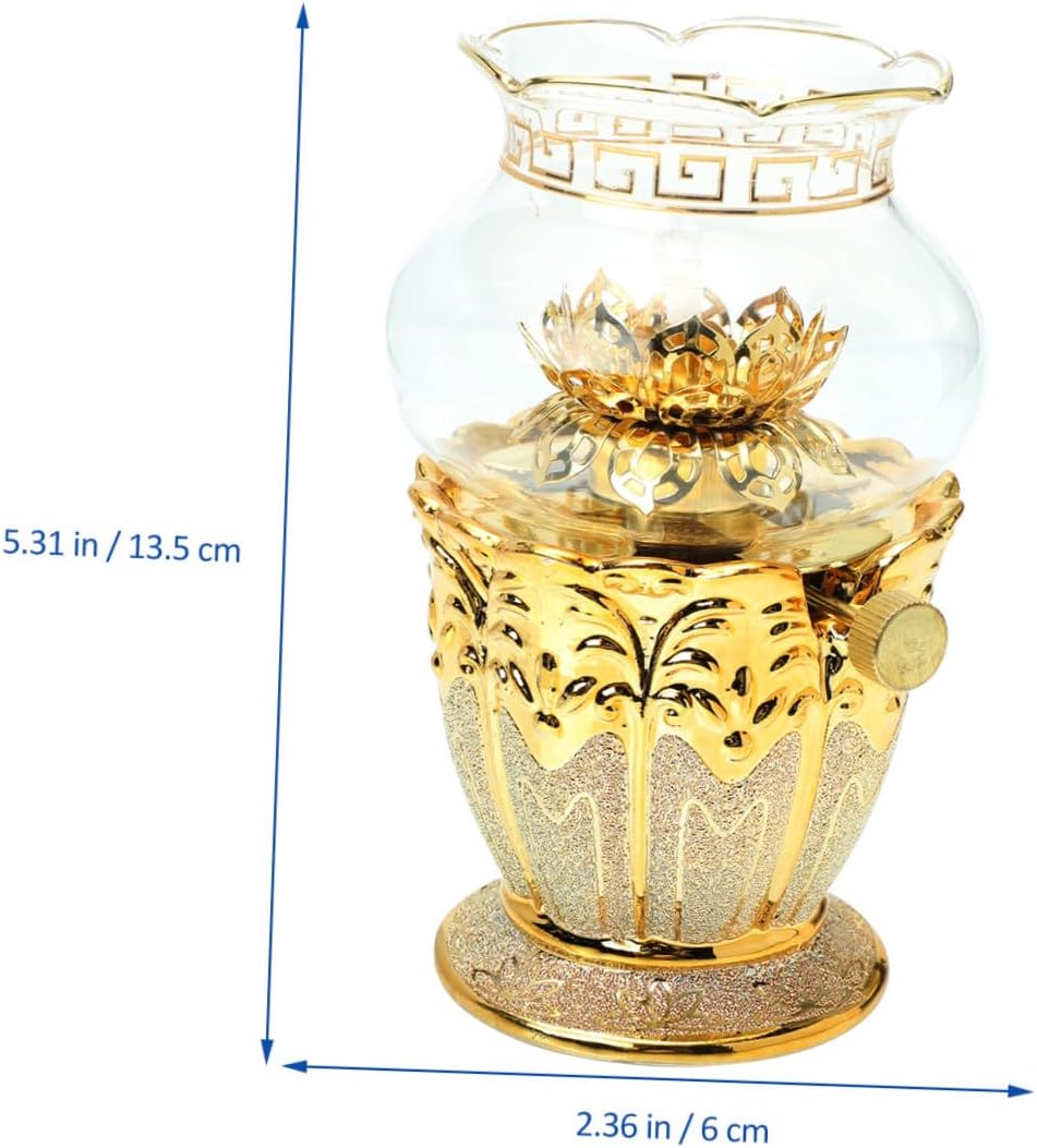 Lotus Oil Lamp for Buddha Worship Household Kerosene Lamp with Transparent Glass Elegant Design Easy to Clean Suitable for Meditation and Indoor Ambiance