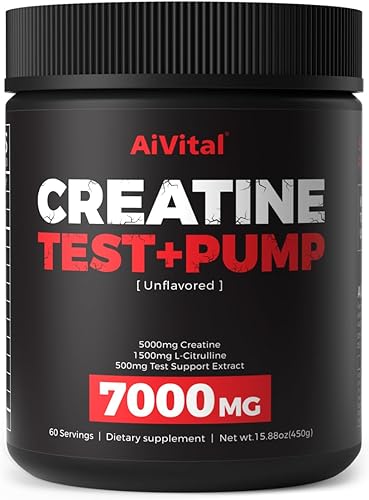 Polvo de creatina para hombres, monohidrato de creatina de 5000 mg con 1500 mg de L-citrulina y mezcla de vitalidad de 500 mg para hombres, fuerza,