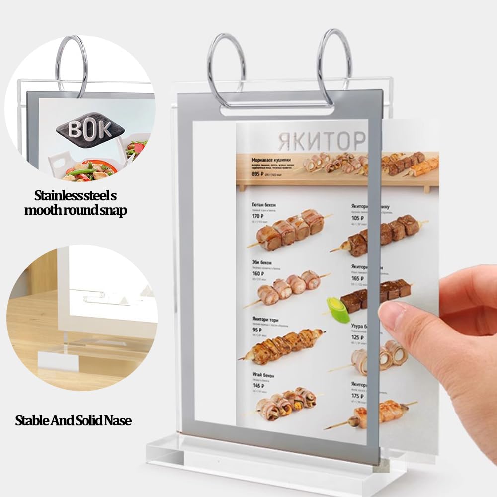 Niciksty A5 standaard acryl, tafelstandaard A5 standaard van acryl, tafelkaarten-flip-display voor hotel, restaurant, menukaart, reclame