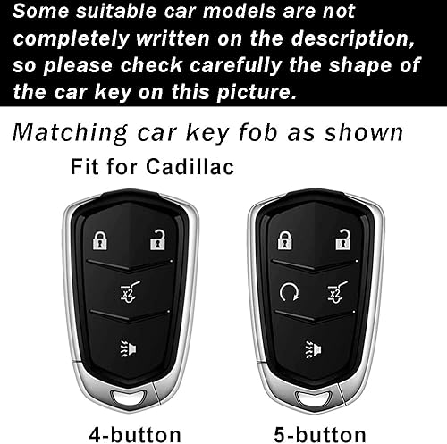 Miniatura 2 de ontto Funda para llavero de automóvil de 4 botones para Cadillac Smart Remote Key Cover Protector completo para Escalade CTS SRX XT5 ATS STS CT6 Rojo