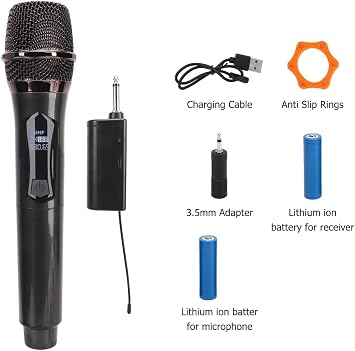 Coverzone Kablosuz Karaoke Mikrofonu 6.35mm Amfi hoparlör İçin ve Sahne Performansı Çok Amaçlı Aktiviteler İçin Tak ve Çalıştır Kablosuz Mikrofon Dış Mekan Kullanıma Uygun WN-03 (Tekli Mikrofon)