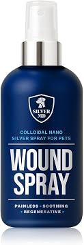 Wound Spray for Dogs, Cats & Pets, 8 Oz., Nano Silver Hot Spot Itch Relief for Irritation, Minor Wounds, Cuts & Daily Care, Alcohol & Fragrance Free No-Sting Clean Formula for Sensitive Skin