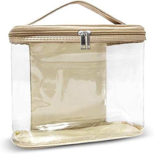 YORONIDA - Bolsa de aseo transparente de viaje para cosméticos, bolsa de maquillaje portátil, bolsa de PVC transparente, organizador de